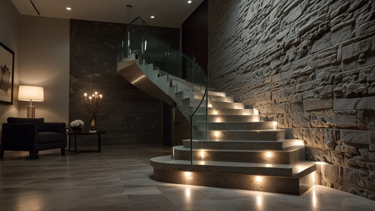 Schody z konglomeratu – Styl, trwałość i zastosowanie w aranżacji wnętrz