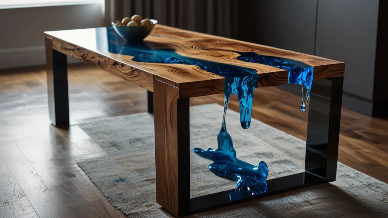 Stolik z drewna i żywicy – Piękne, funkcjonalne meble do nowoczesnych wnętrz