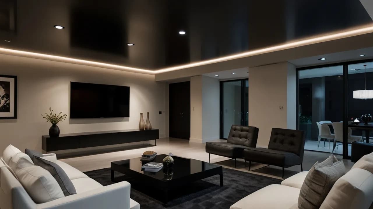 Sufit napinany czarny – Zalety, montaż i estetyka w nowoczesnym wnętrzu