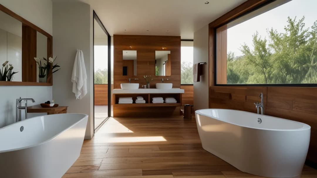 Łazienka w drewnie i bieli – Styl, aranżacja i korzyści z połączenia tych materiałów